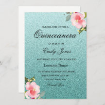 Aquamarine Imitate mit Blumenbezug Glitzer Quincea