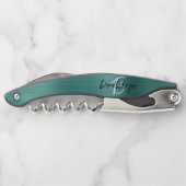 Aquamarine Imitate Pinselmetall-Monogramm-Skripte Kellnermesser (Rückseite)