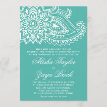 Aquamarine Indian Paisley Formal Wedding