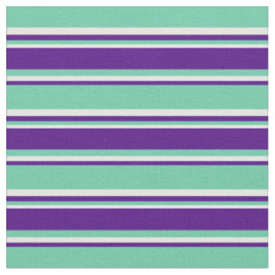 Aquamarine, Indigo und Minze Creme farbige Linien Stoff