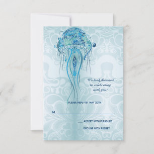 Aquamarine Jellyfish Response Card RSVP Karte