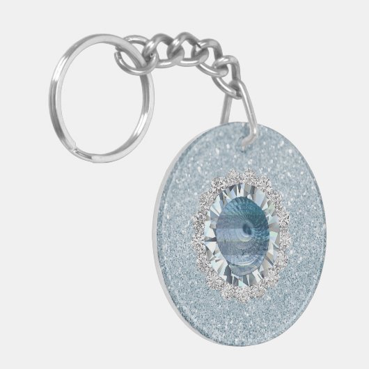 Aquamarine Jewel Seashell Schlüsselanhänger (Vorderseite links)