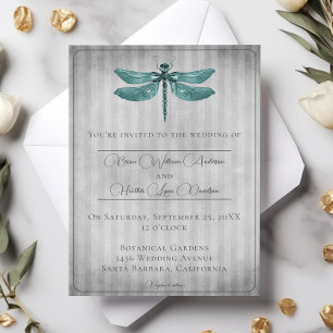 Aquamarine Jeweled Dragonfly-Hochzeit Einladung