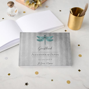 Aquamarine Jeweled Dragonfly-Hochzeit Gästebuch