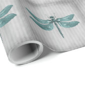 Aquamarine Jewelen-Dragonfly Geschenkpapier (Rolleneckpunkt)