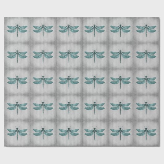 Aquamarine Jewelen-Dragonfly Geschenkpapier (Flach)