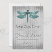 Aquamarine Jewelen-Libelle Save the Date Ankündigung (Vorderseite)