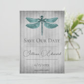 Aquamarine Jewelen-Libelle Save the Date Ankündigung (Stehend Vorderseite)