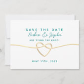 Aquamarine Kalligrafie-Hochzeit Save The Date (Vorderseite)