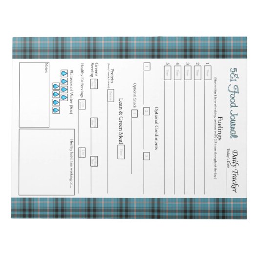 Aquamarine Karierte 5 und 1 Lebensmittel Editor Notizblock (Vorderseite)