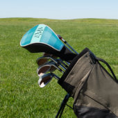 Aquamarine Karierte Monogram Initials Ladys Golf Headcover (In SItu)