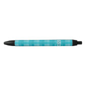 Aquamarine Karierte Monogramm-Initialen Kugelschreiber (Vorderseite)