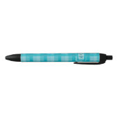 Aquamarine Karierte Monogramm-Initialen Kugelschreiber (Unterseite)