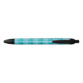 Aquamarine Karierte Monogramm-Initialen Kugelschreiber (Rückseite)