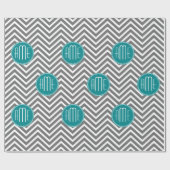 Aquamarine Karkohle Chevrons Custom Monogram Geschenkpapier (Flach)
