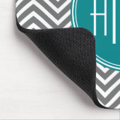 Aquamarine Karkohle Chevrons Custom Monogram Mousepad (Ecke)
