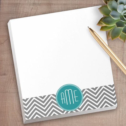 Aquamarine Karkohle Chevrons Custom Monogram Notizblock