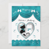 Aquamarine Katzen-Braut-u. Einladung (Vorderseite)