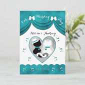 Aquamarine Katzen-Braut-u. Einladung (Stehend Vorderseite)