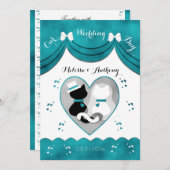 Aquamarine Katzen-Braut-u. Einladung (Vorne/Hinten)