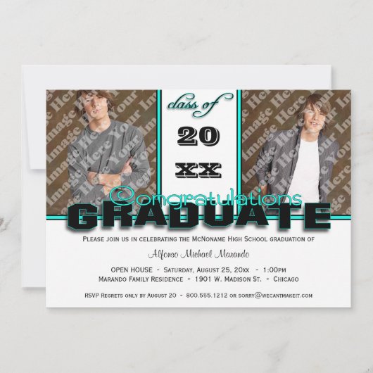 Aquamarine KLASSE der Abschluss-Party Einladung (Vorderseite)