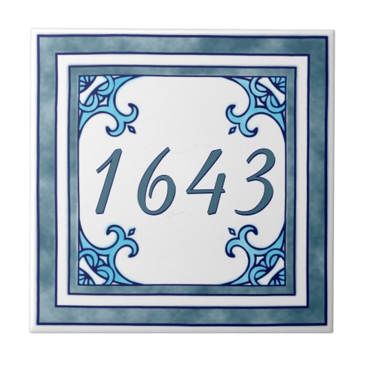 Aquamarine kleine Hausnummer Fliese (Vorderseite)