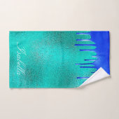 Aquamarine königsblaugrüne Tropfen Badhandtuch Set (Handtuch)