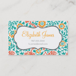 Aquamarine Koralle und orangefarbene Retromatte Visitenkarte