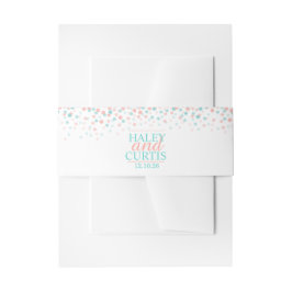 Aquamarine Korallenkonfetti-Punkte Hochzeit Bauchb Einladungsbanderole