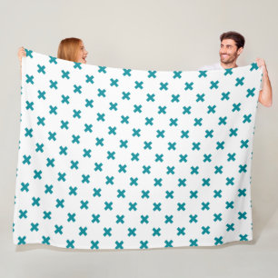 Aquamarine Kreuzstiche auf Weiß Fleecedecke