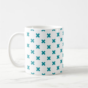 Aquamarine Kreuzstiche auf Weiß Kaffeetasse