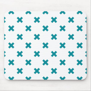 Aquamarine Kreuzstiche auf Weiß Mousepad