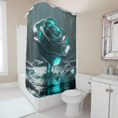 "Aquamarine KristallRose mit fallenden Regentropfe Duschvorhang (Beispiel)