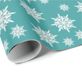 Aquamarine Kristallschneeflocken Weihnachtsgeschen Geschenkpapier (Rolleneckpunkt)
