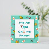 Aquamarine Kunsthandwerk Kindergeburt Einladung (Stehend Vorderseite)