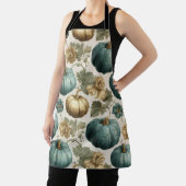 Aquamarine Kürbis und goldenes Blumenmuster Schürze (InSitu)