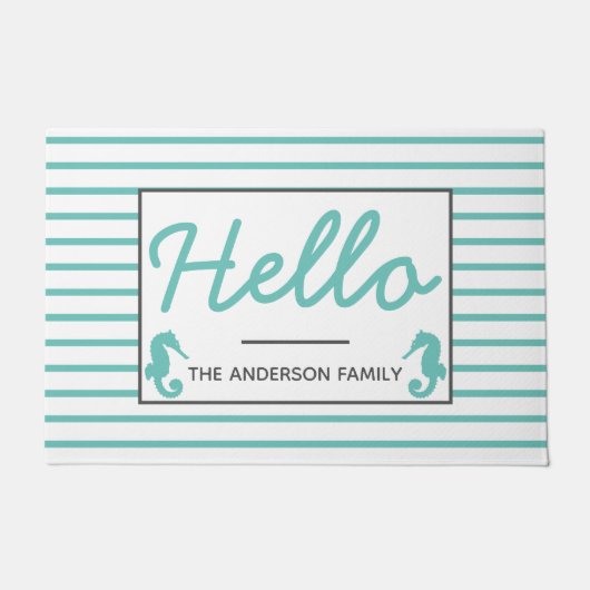 Aquamarine KüstenSeepferde hallo Fußmatte (Vorderseite)