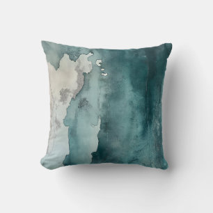 Aquamarine Küstensteintinte Wash Throw Kissen