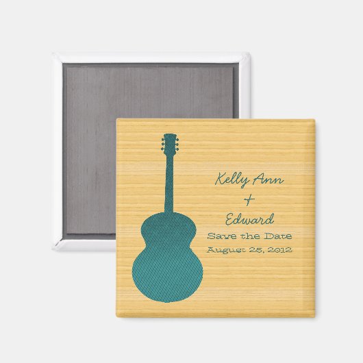 Aquamarine Ländergitarre Speichern Sie das Datumsf Magnet (Vorderseite/Rückseite)