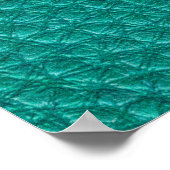Aquamarine Leder: Modische Schlangentextur. Poster (Ecke)