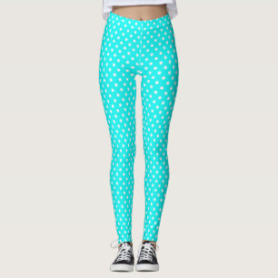 Aquamarine Leggings aus blau-weißen Polka-Punkten