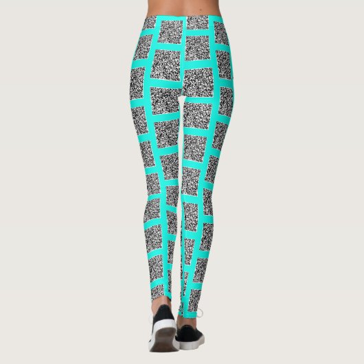 Aquamarine Leggings für QR-Code oder Farbauswahl (Rückseite)