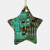 Aquamarine Leiterkarte Geek PCB Personalisiert Keramik Ornament (Rechts)