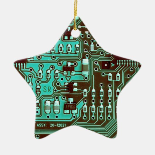 Aquamarine Leiterkarte Geek PCB Personalisiert Keramik Ornament (Vorne)