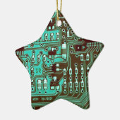 Aquamarine Leiterkarte Geek PCB Personalisiert Keramik Ornament (Links)