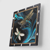 Aquamarine Libelle Abstrakt Quadratische Wanduhr (Winkel)