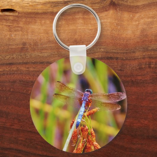 Aquamarine Libelle am Meer Schlüsselanhänger (Vorderseite)