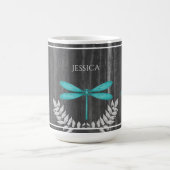 Aquamarine Libelle Rustikale Personalisierte Kaffe Kaffeetasse (Mittel)