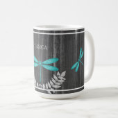Aquamarine Libelle Rustikale Personalisierte Kaffe Kaffeetasse (VorderseiteRechts)