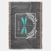 Aquamarine Libelle Rustikale Personalisierte Kehlk Decke (Vorderseite Vertikal)